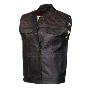 Gilet en cuir sur mesure pour homme, col montant, pour usage extérieur, vente en gros - Product Image 3