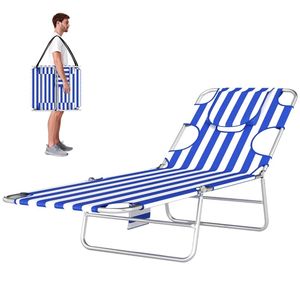 Sdraio da Esterno Regolabile con Strisce Blu, Poltrona Prendisole Blu - Product Image 5
