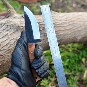 Cuchillo de caza y camping industrial hecho a mano DIY OEM, de acero al carbono con mango de madera, punta recta de 3 mm, 8 pulgadas de longitud total - Product Image 4