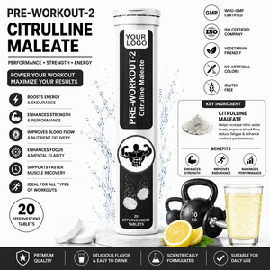 Complément pré-entraînement effervescent le plus efficace, citruline maléate, fibres alimentaires, comprimés, marque privée pour adultes - Product Image 1