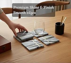 Eco-friendly 100% Marble Classic Round <b>Customized</b> Green Coaster <b>Cup</b> Mat Table Decorative FAIZA CRAFT Stocked - Product Image 2