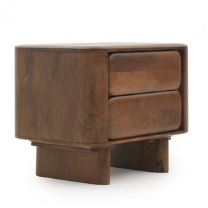 Modern Bedroom Nightstand With Two Drawers Teak Wood <b>Side</b> <b>Table</b> Bedroom <b>Set</b> Home Furniture - Oddy - Product Image 1