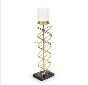 Portavelas de hierro de metal hecho a mano chapado en oro negro para decoración navideña decoración de boda de la India - Product Image 2