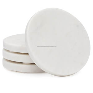 Ensemble de sous-verres de tasse à thé en marbre blanc de forme ronde les plus vendus avec agate au prix de gros pour un usage domestique sous-verres en pierre à bon prix - Product Image 2
