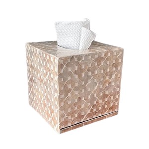 Handmade Wooden Tissue Box with Mother of Pearl Inlay for Home Decor - Product Image 4