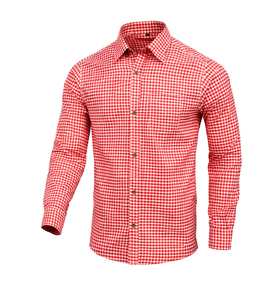 เสื้อเชิ้ตบาวาเรียนสีแดงสำหรับผู้ชายสำหรับเทศกาลอ็อกโทเบอร์เฟสต์ ผ้าฝ้ายสวมใส่สบาย แขนยาว ไซส์ S ถึง 4XL - Product Image 1