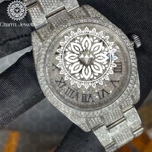 Charm_Jewells Reloj redondo de acero inoxidable para mujer con bisel de diamantes, cristal de zafiro, cuarzo analógico, moda de lujo, 38 mm - Product Image 1
