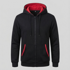 <b>Men's</b> <b>Black</b> <b>Fleece</b> <b>Jacket</b> Zipper Closure Casual Autumn Wear Solid Color Polyester Material Regular Fit - Product Image 1