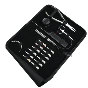 Kit d'outils d'extension de cheveux Elite Silver avec pince à sertir plate de 7 pouces, outil à boucles, crochet de tirage, aiguilles courbées et boîte à perles - Product Image 1