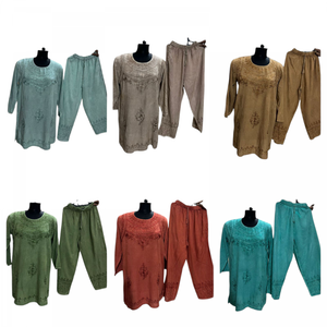 Tela de rayón Kurta Plaza Conjunto bohemio de algodón étnico de moda india Vestido de Rawat Handicrafts Online Shop hippie kurta - Product Image 1