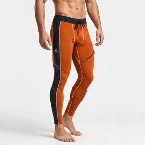Leggings de compression pleine longueur pour hommes, couleur personnalisée, motif uni, taille à cordon de serrage, pour l'entraînement - Product Image 3