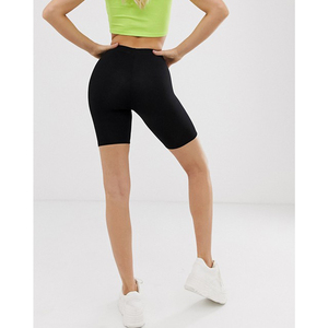High Waist Black Sporty Knitted Shorts For Women Breathable Stretch Fit Solid Color Athletic Workout Wear - Product Image 2