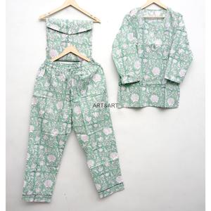 Conjunto de Pijamas Ecológicos con Estampado Floral 100% Algodón, Manga Larga, Ropa de Dormir Informal para Primavera/Verano - Product Image 5