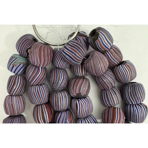 Perles en verre soufflé de formes variées, marron opaque en forme de tube et vertes en forme de melon, faites à la main, en vrac, pour la fabrication de bijoux - Product Image 1