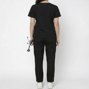 Custom Logo Black Stretch Nursing <b>Scrub</b> <b>Top</b> for Women Stylish Medical Uniform Hospital Nurse Healthcare Workwear Polyester <b>Scrub</b> - Product Image 4
