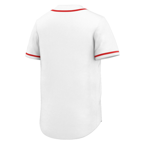 Maillot de baseball blanc avec bordure rouge, manches courtes, boutons sur le devant, pour hommes et jeunes adultes, respirant, en polyester, maillot de sport de baseball - Product Image 6