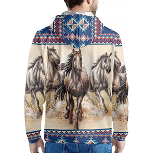 Sweat à capuche zippé oversize en molleton épais pour homme, personnalisable avec logo imprimé par décharge, style streetwear vintage avec poches - Product Image 5