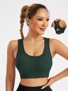 Soutien-gorge de sport pour femmes à haute élasticité |   Débardeur court de sport sans coutures à dos nageur |   Bandeau côtelé sous le buste pour vêtements de sport athlétiques - Product Image 4