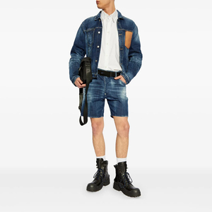 Shorts en jean droits pour hommes, taille haute, 100 % coton, respirants, brodés, style streetwear, décontractés, été, haute qualité, prix de gros - Product Image 2