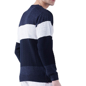 Pull en tricot rayé pour homme, manches longues, coupe classique, vêtement d'automne, 100% acrylique, style décontracté - Product Image 3