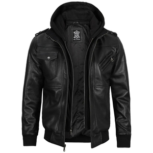 Plain High Street Men's <b>Gothic</b> Biker <b>Jacket</b> Punk Leather Coat Winter Eco-friendly Silver Skull Cross Hardware Slim Fit Stand - Product Image 2