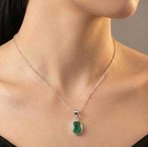 Collier pendentif émeraude taille ovale en argent sterling 925, bijoux en pierres précieuses NIKHIL GEMS, vintage, pour fiançailles, unisexe, cadeau, vente en gros - Product Image 5