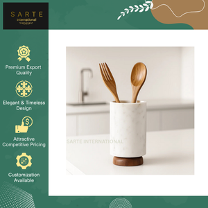 Top Notch Quality Stainless Steel Spoon Holder Stand <b>Silver</b> Plating Natural Marble Handmade Eco-Friendly Dishwasher Safe - Product Image 4