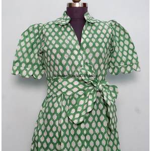 Robe d'été décontractée en coton pour femme, robe de fête évasée à fleurs avec ceinture décorative, impression numérique pour occasions décontractées et formelles - Product Image 4