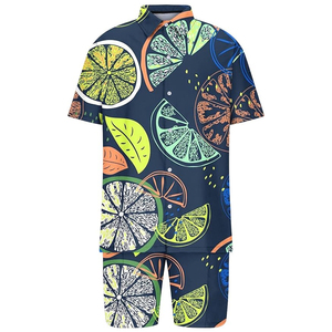 ชุดเสื้อเชิ้ตและกางเกงขาสั้นชายหาดฮาวายแบบใหม่ล่าสุด พิมพ์ลายตามสั่ง OEM ขายส่ง ชุด 2 ชิ้น เสื้อและกางเกงขาสั้นสำหรับผู้ชาย - Product Image 2