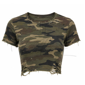<b>Top</b> Trending Women's Summer <b>Distressed</b> Crop <b>Top</b> Crew Neck Quick Dry Breathable Eco-Friendly Canvas Customized Colors & Logo - Product Image 5