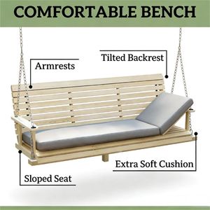 Altalena da Giardino in Legno Naturale per Portico o Terrazza - Per Intrattenimento all'Aperto - Product Image 4