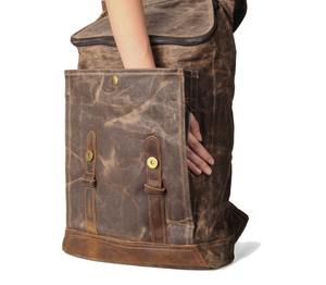 Sac à dos en cuir et toile vintage pour voyage, école, ordinateur portable, haute qualité, vente en gros, marque privée, usine LCB-0082 - Product Image 5