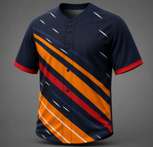 Unisex Baseball Jersey Short Sleeve Striped Heat-Transfer Printed 100% Polyester Anti-Bacterial Moisture Wicking V-neck Regular - Product Image 1