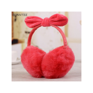Plush Rabbit Fur <b>Ear</b> <b>Muffs</b> In Pink And Gray Colors For Warmth And Style - Product Image 5