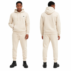 Ensemble de survêtement deux pièces pour homme : sweat à capuche et pantalon de jogging en mélange de coton, couleur unie, avec logo personnalisé, idéal pour l'hiver – Fabricant d'articles de sport - Product Image 1