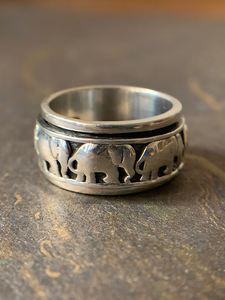 <b>Elephant</b> Spinner Ring 925 Sterling Silver Vintage Animal Design Unisex Everyday Wear Jewelry - Product Image 1