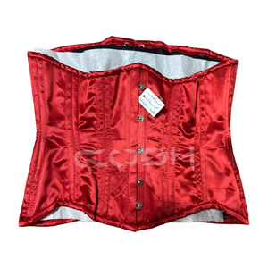 คอร์เซ็ทผ้าซาตินสีแดงเสริมโครงเหล็กแบบ Underbust พร้อมตัวล็อคแบบ Busk Closure - Product Image 1