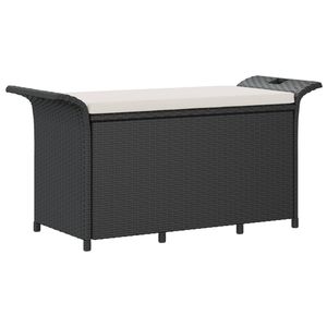 Banc de jardin en polyéthylène noir avec aspect rotin, banc de rangement élégant - Product Image 2