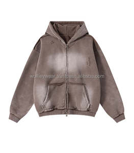 Sudadera con Capucha Vintage Lavada con Efecto Desgastado por el Sol, 100% Algodón, Felpa Francesa, Sudadera Gruesa sin Estampado, Sudadera de Alta Calidad, Fabricante OEM y ODM - Product Image 1