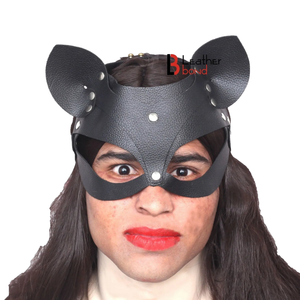 Máscara de Cuero Genuino de Piel de Vaca con Ojos Abiertos para Juegos de Rol BDSM - Product Image 1