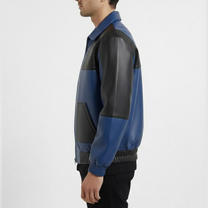 เสื้อแจ็คเก็ตหนังผ้าใบสำหรับผู้ชายสำหรับฤดูหนาว พร้อมปกคอแบบซิป แต่งขอบด้วยหนังแกะ ระบายอากาศได้ดี มีไซส์พลัสสำหรับผู้ชาย - Product Image 3