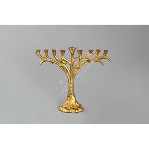 Support à bougies en aluminium fait main de luxe Gold Tree Life à 9 bras, moderne, pour mariages et décorations de Noël - Product Image 1