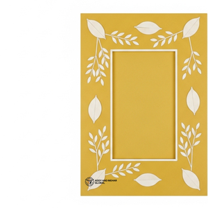 Cadre photo en os incrusté de fleurs Luna, finition jaune |   Cadre photo décoratif fait main - Product Image 2