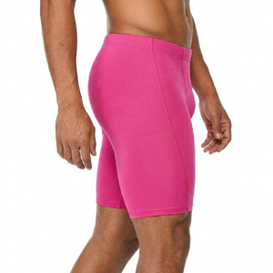 Pantalones Cortos Deportivos de Nailon y Elastano Rosa para Hombre, Cintura Media, Elásticos, Transpirables, de Color Sólido, Tejidos, Casuales, para Fitness - Product Image 2