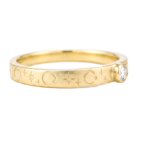 Wholesale 18K Gold Celestial Star <b>Moon</b> Band <b>Ring</b> Round Cut Lab Diamond Minimalist Engraved Wedding Band Stackable Fine <b>Ring</b> - Product Image 4
