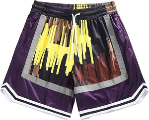 Nouveauté : Shorts de course décontractés pour hommes, avec taille élastique, respirants, en tissu tissé, imprimé numérique, logo frontal - Product Image 3