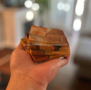 Classic Round Wooden Coasters with <b>Epoxy</b> Resin for Kitchen Home Birthday Gift Free Coaster - Product Image 4