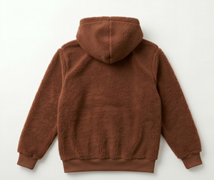 <b>Men's</b> Brown <b>Sherpa</b> <b>Fleece</b> Hooded <b>Jacket</b> Zipper Closure Casual Winter Wear Thick <b>Sherpa</b> Lining Regular Fit - Product Image 2