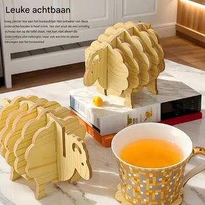 Simpatico posavasos, posavasos de madera, posavasos decorativos con forma de oveja para el hogar y la cocina. - Product Image 4