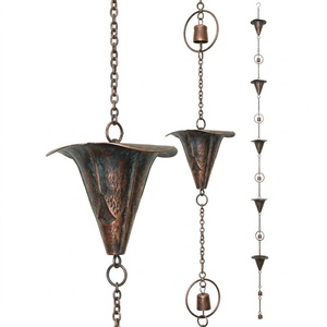 Cadena de Lluvia de Cobre Puro Martillado de la Mejor Calidad para Canalón, Adorno Decorativo para Jardín, Elegante y Funcional Decoración para el Hogar - Product Image 3